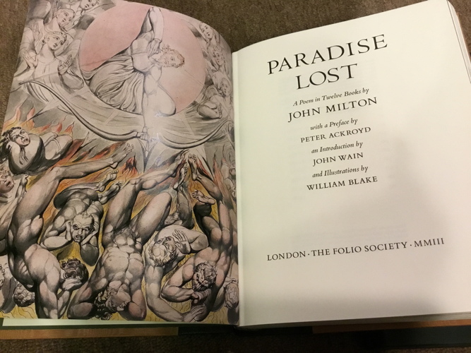 Folio Soceity Milton's Paradise Lost title page and frontispiece