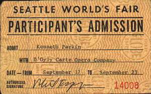 Seatle World's Fair participant's ticket