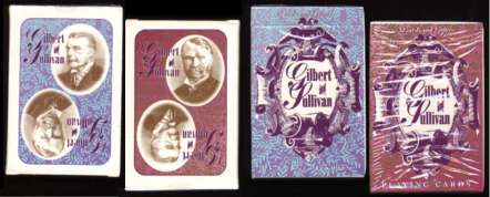 Gilbert and Sullivan playing cards, backs and boxes